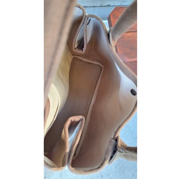 Restoration Hardware Heavy Duty Cotton Canvas Tote Bag Cream Brown 21.5"x14.5" - Picture 7 of 12
